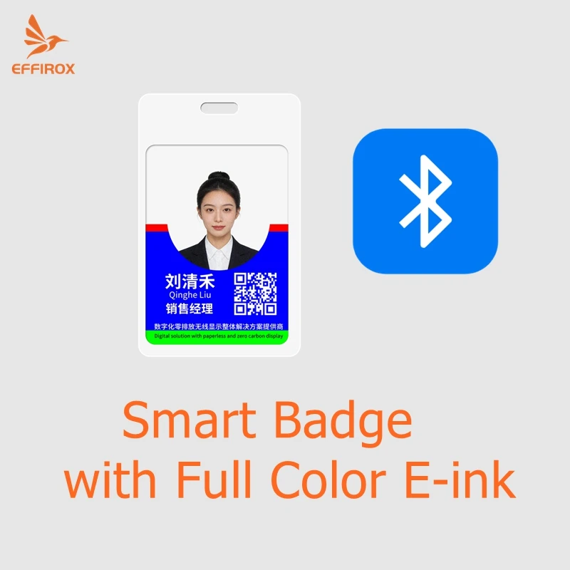 3.68 Inch Full Color E-ink Badge Epaper Smart Badge Bluetooth Eink Digital Name Tag​ With Wireless Charging