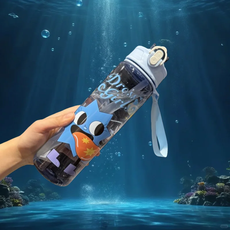 

750 мл стежка мультяшная чашка для воды синяя портативная пластиковая большая емкость мультяшные фигурки прозрачная чашка для спорта на открытом воздухе вода