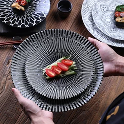 Creative Japanese Ceramic Plates Dining Plates Western Food Plate Dining Room Salad Steak Plate Round Large Dim Sum Sushi Plates