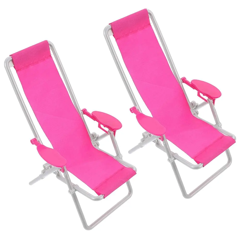 

2Pcs Miniature Beach Chair Dollhouse Mini De Chair Longue Furniture Landscape Ornament Diy Craft Nautical Fairy Garden Beach