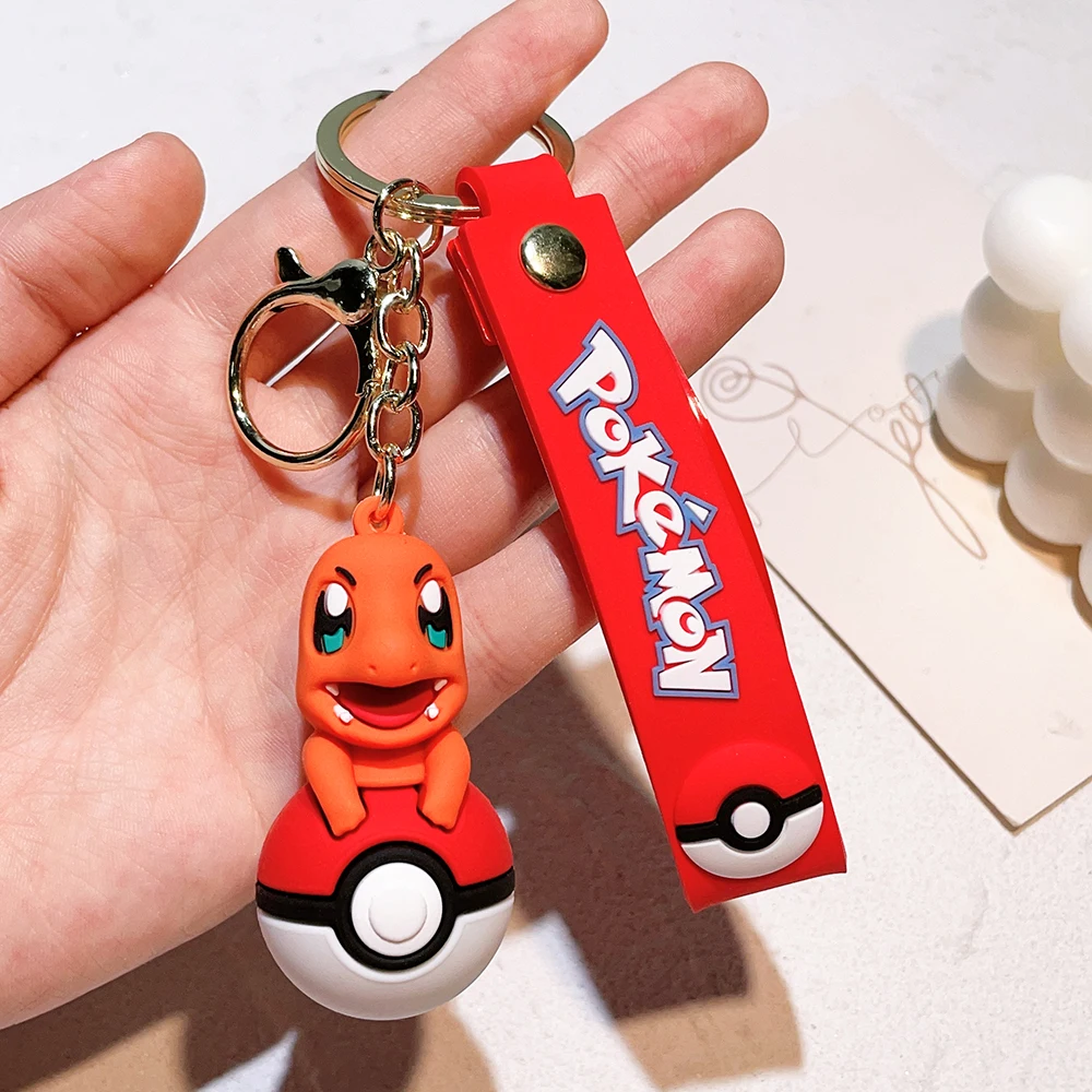 Pokemon Keychain Pikachu Anime Action Figure Toy Kawaii Cartoon Fashion Charmander Psyduck Doll Keyring Car Bag Pendant Kid Gift