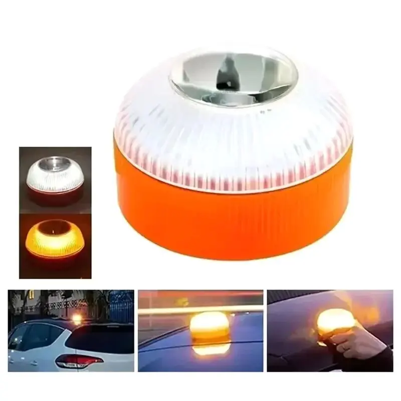 B84B-Magnetic Induction LED Flashing Emergency Light Strobe Warning 4PC Portable Road Car Accidents Safety Accessory