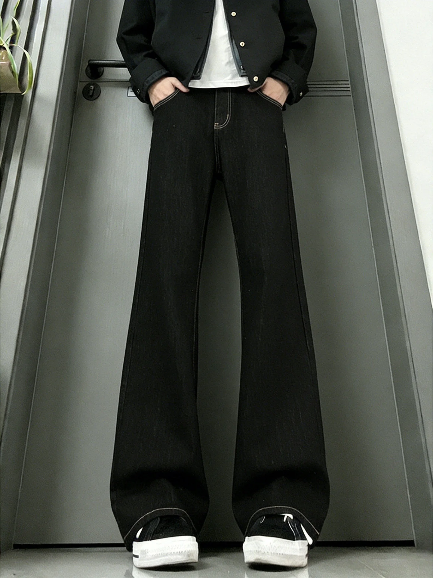 

Cleanfit Tapered Straight Leg Men's Jeans Denim Original Color Winter American Sle High Waist Zipper Closure Wear Resistant