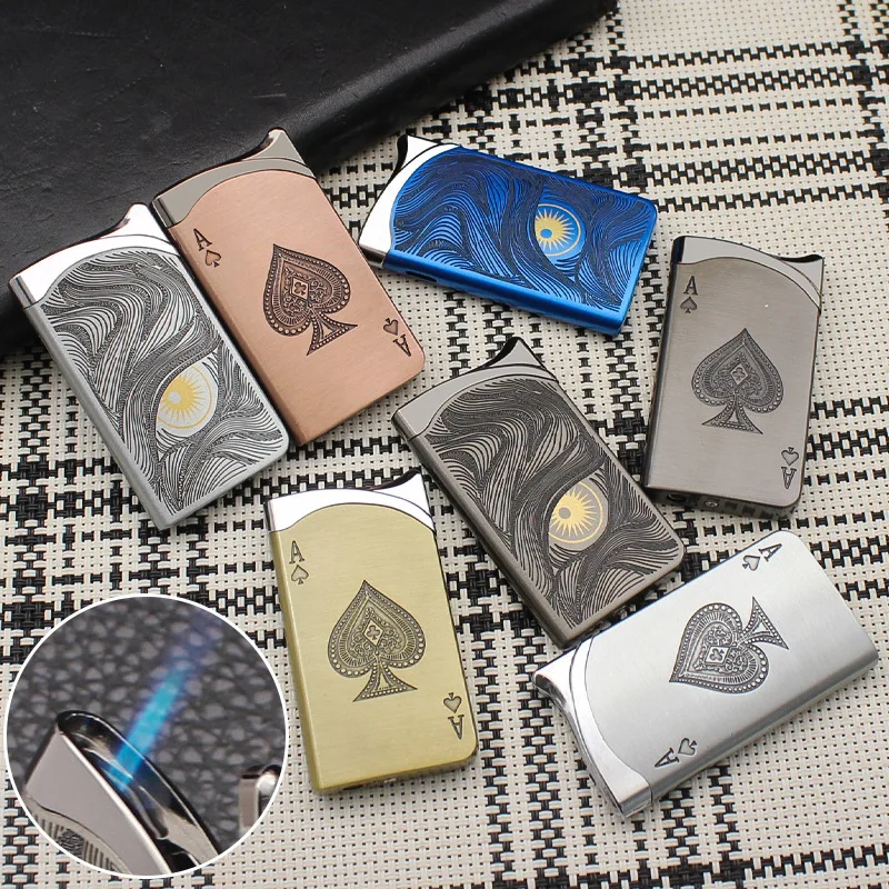New Personalized Creative New Poker Ace Spade Windproof Lighter Metal Inflatable Direct Cigarette Lighter for Men's Smoking Gift
