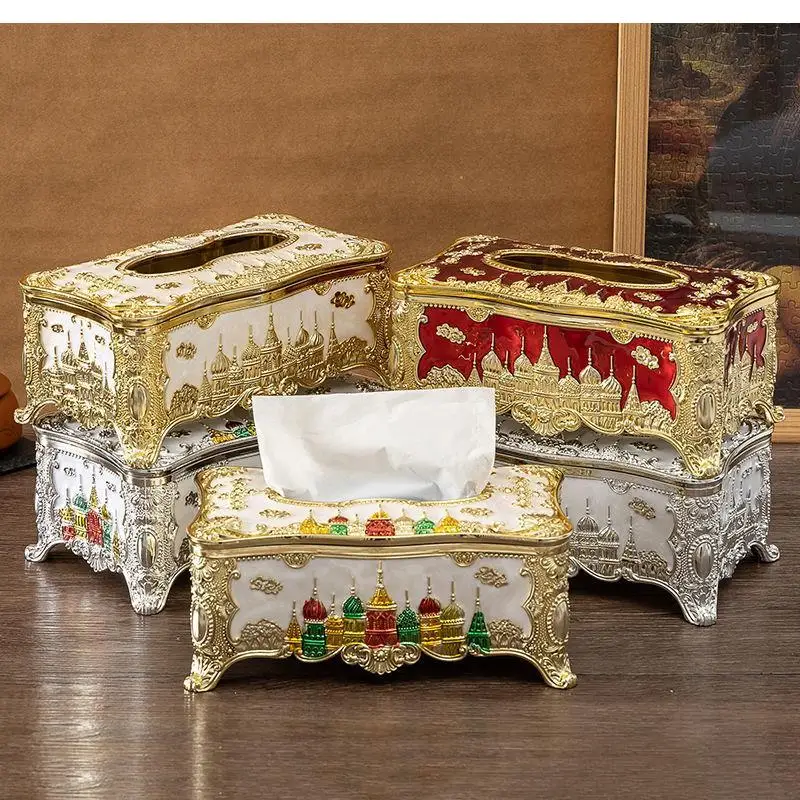 European Handkerchief Storage Box, Vintage Acrylic Paper High-end, Suitable for Cafeteria, Kitchen, Family， Napkin Holder