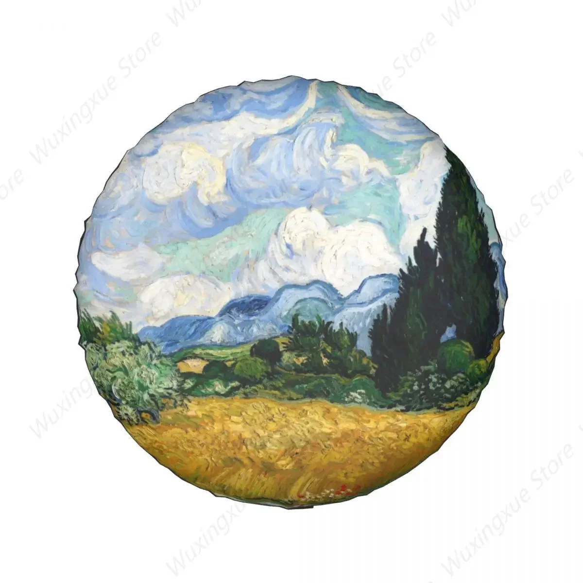 Van Gogh Wheat Field with Cypresses Spare Tire Cover Durable Protector