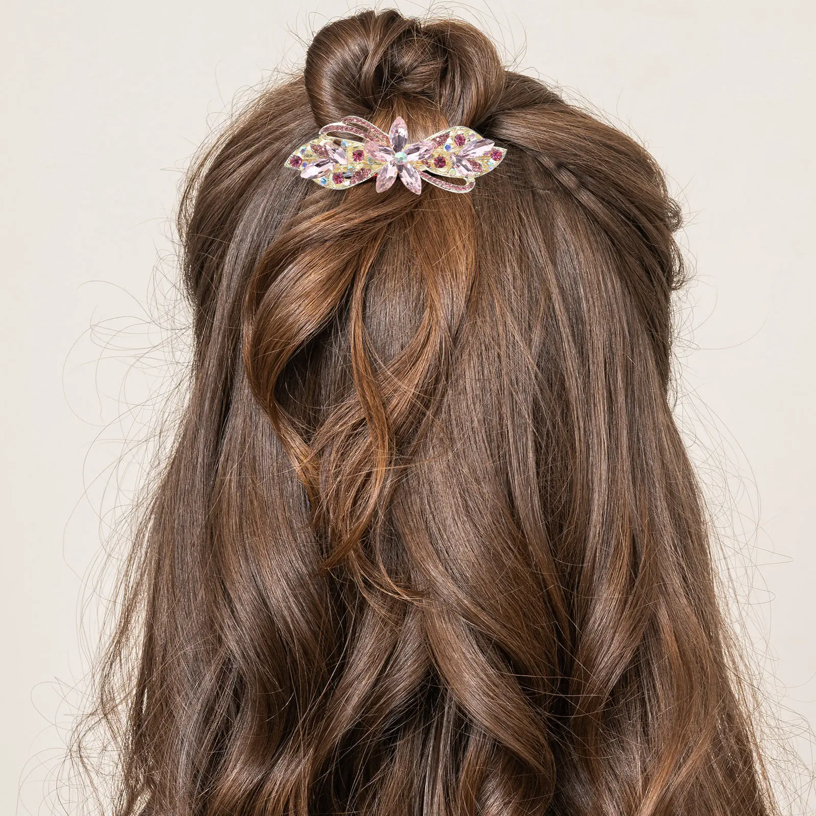 

Temperament Rhinestone Barrette Hair Clip Spring Structure Secure Hold Aesthetic Hair Accessory for Women Wedding Party Formal