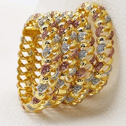 Adixyn 1PCS Golden Colorful Hollow Bangle For Women Vintage jewelry Ethiopian Middle Eastern bride wedding gifts