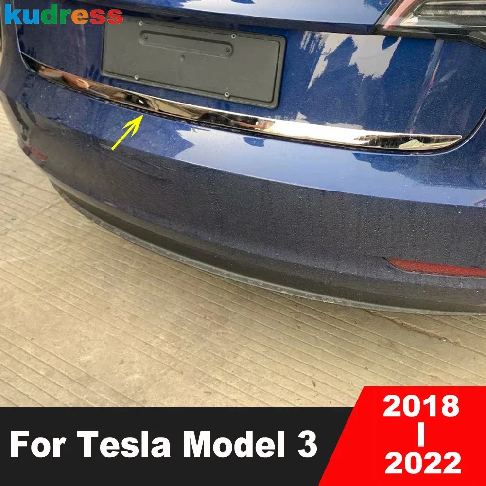 

For Tesla Model 3 2018 2019 2020 2021 Stainless Steel Car Rear Trunk Lid Cover Trim Tailgate Molding Garnish Strip Accessories