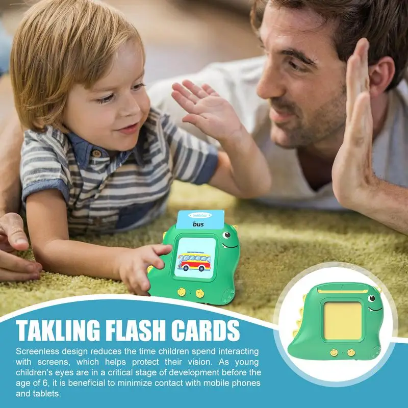 Talking Flash Cards Learning Toys Dinosaur Audible Talking Cards Machine Flash Cards USB Rechargeable Learning Toys Preschool