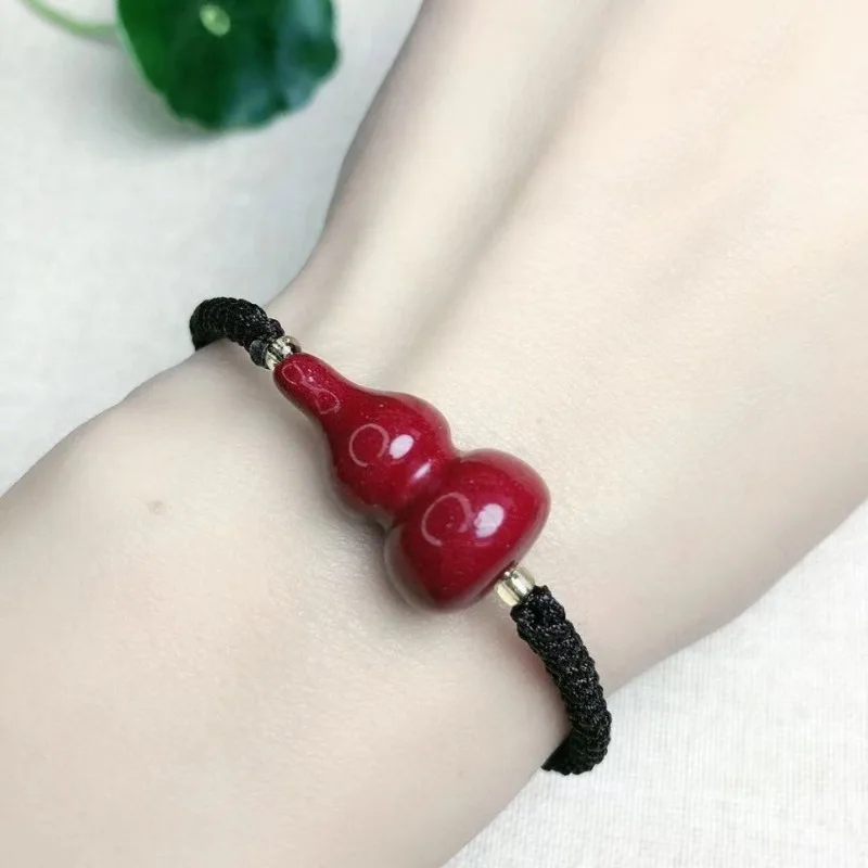 New cinnabar patterned antique dragon gourd longevity bracelet