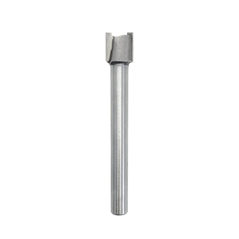 8mm Extended Shank Tenon Bit, Quartz Sand Coated Double Flute Bevel Fluted Straight Router Bit for Wood Trimmer