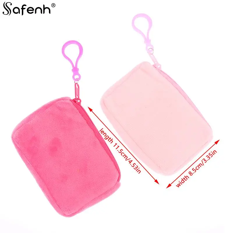 1pcs Cute Candy Color Plush Coin Purse Women Minimalist Square Change Pouch Wallet Headphone Bag Key Holder