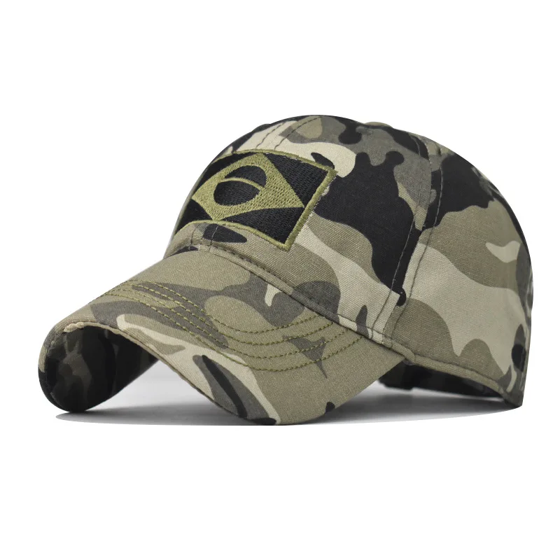 Outdoor Unisex Tactical Camo Military Climbing cap Embroidery Brazil Flag Flat Team Baseball Caps Army Force Jungle Hiking Hats