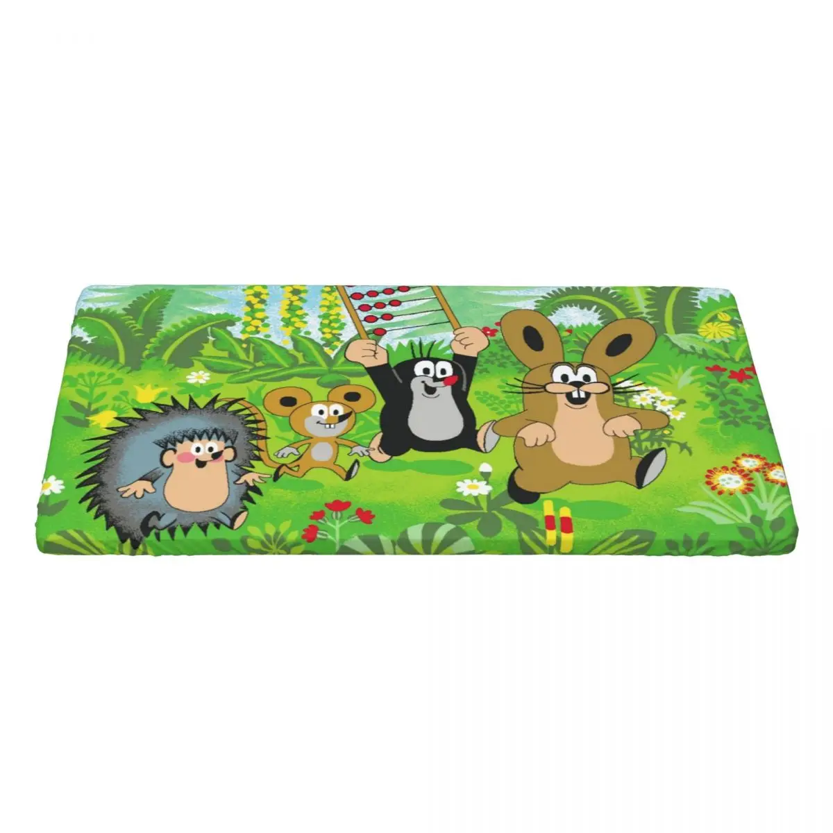 Custom Rectangular Elastic Edged Table Cover Tablecloth Fit 4FT Table Cloth Cartoon Krtek Little Maulwurf Table Cover