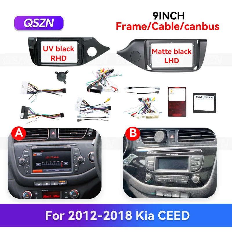 

QSZN 9-дюймовый для 2012-2018 Kia CEED Android Auto Мультимедиа GPS MP4 Автомобильный радиоприемник стерео рамка Комплект жгутов проводов CANBUS