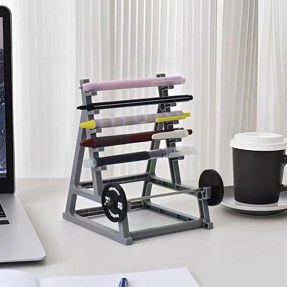

Barbell Pen Holder Barbell Rack Pen Holder Unique Office Decor with Mini Squat Rack Desk Ornament Multifunctional for Scrap