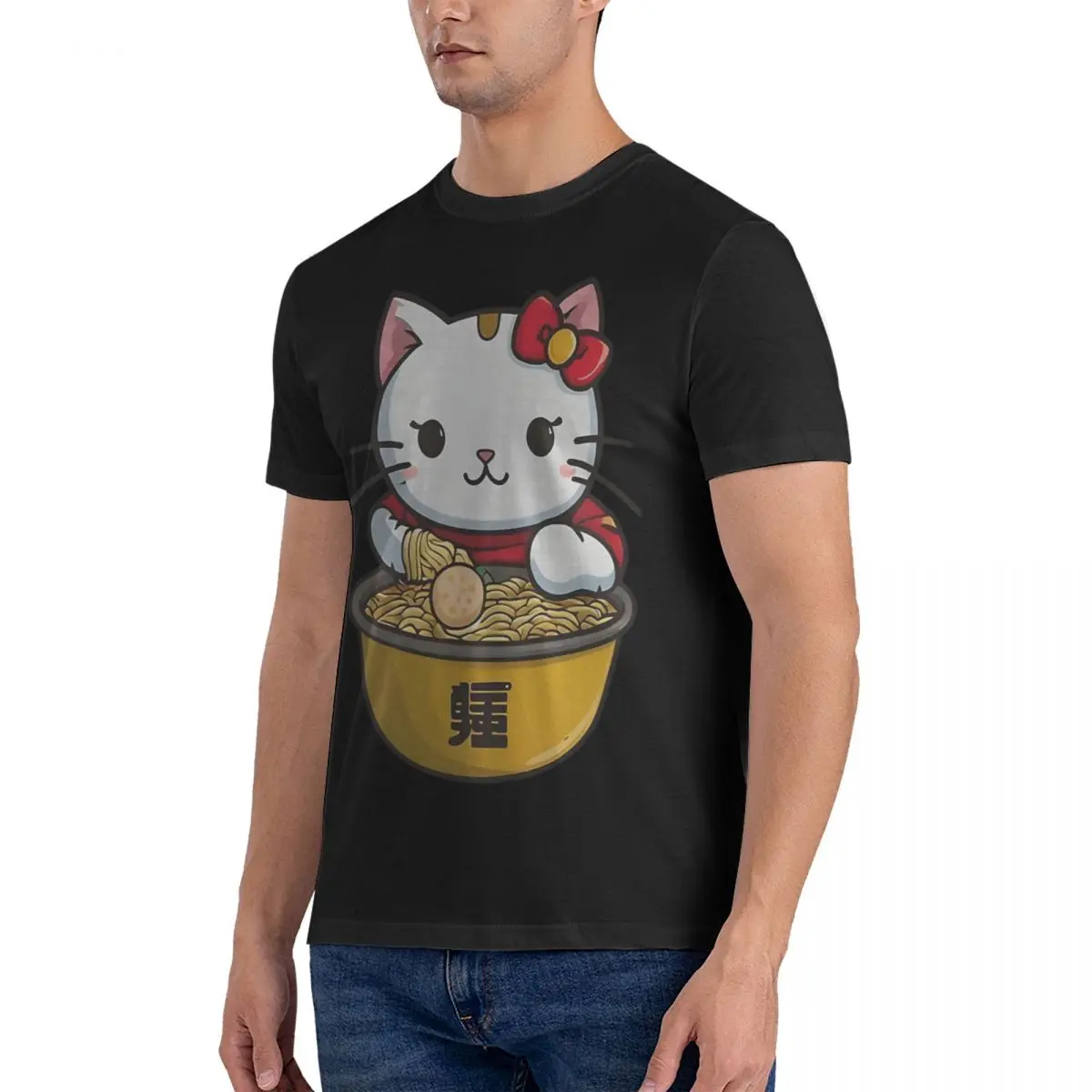 Leisure Bestt Hellokitty T-Shirts for Men Round Neck 100% Cotton T Shirt Sanrio Short Sleeve Tees New Arrival Clothing