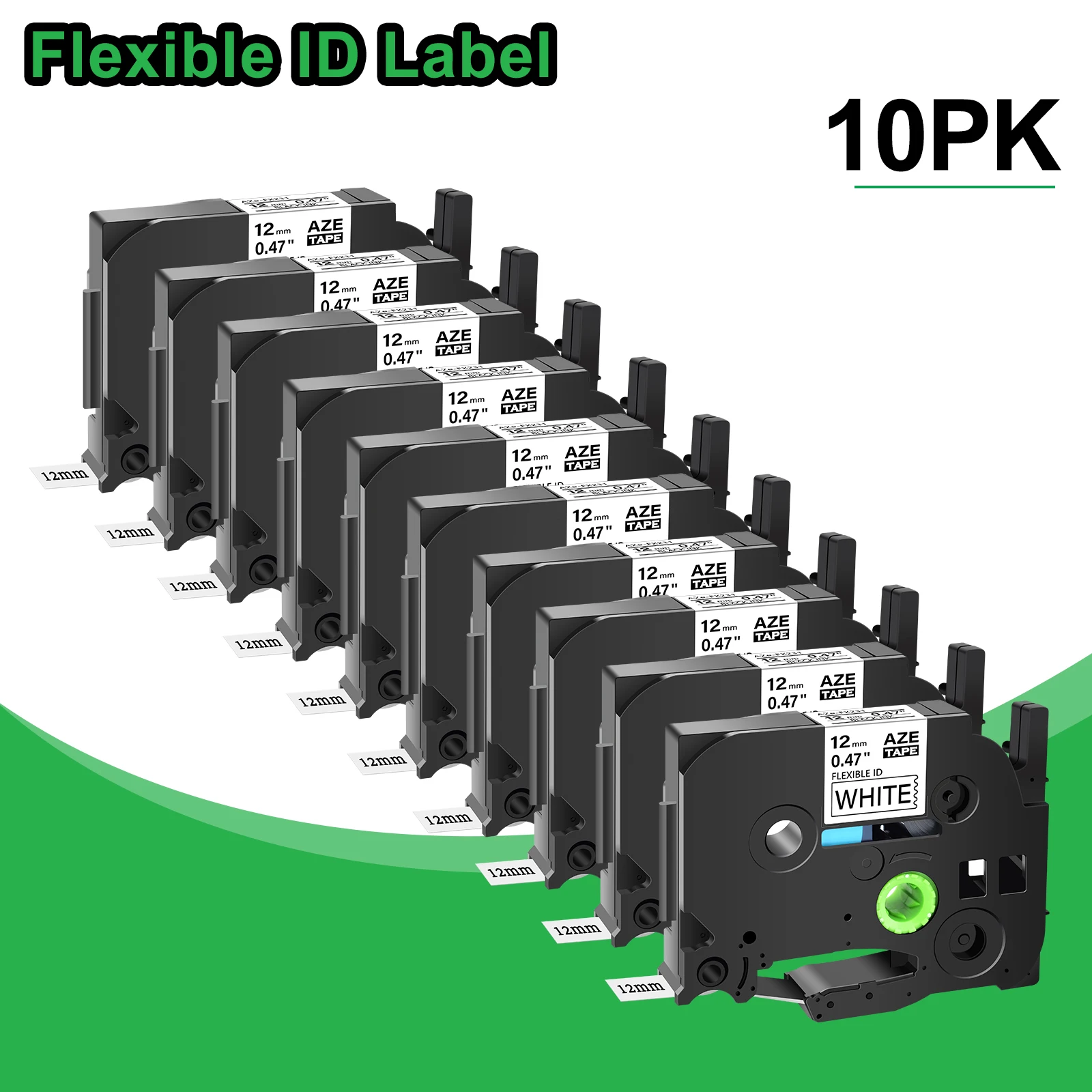 

3-10PK 12mm Flexible ID Laminated Tapes Compatible for Brother TZ TZe-FX231 FX241 FX131 631 Label Tape for P-Touch PT-1000 Maker