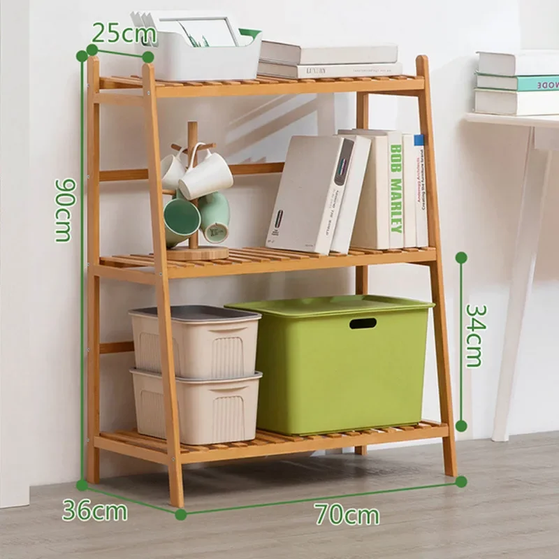 Simple Bamboo Storage Shelves, Multi-layer Trapezoidal Book Cabinet, Children's Room Rack - Colorful Furniture for Home