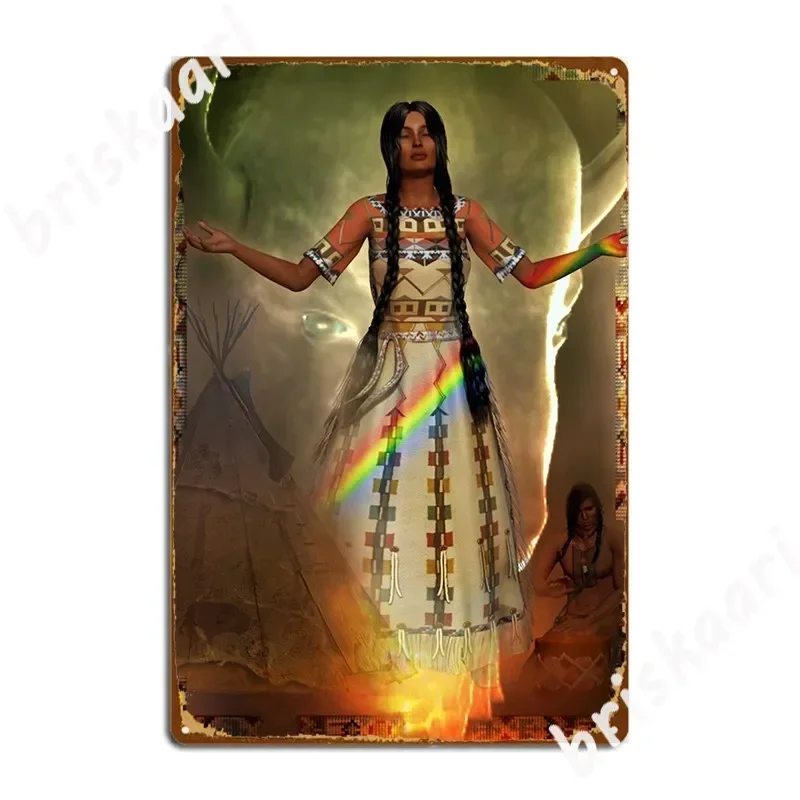 White Buffalo Calf Woman Metal Sign Custom Custom Cinema Design Bar Tin Sign Poster