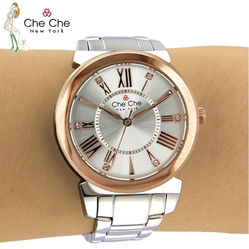 CheChe ladies watch fashion thin Roman numerals light luxury temperament elegant Sliver watches with gift boxes CC005