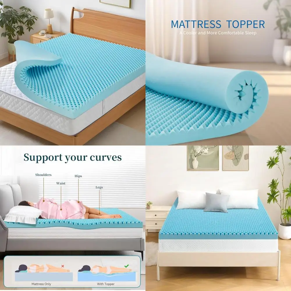

4-inch cooling gel memory foam topper for queen beds: supportive and soft mattress pad