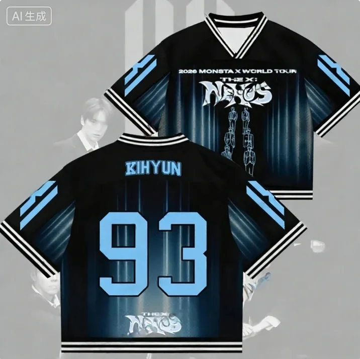 Camiseta Casual Unissex Monsta X World Tour Hip Hop Streetwear Harajuku Kpop Shownu Comeback 2026 para Homens e Mulheres