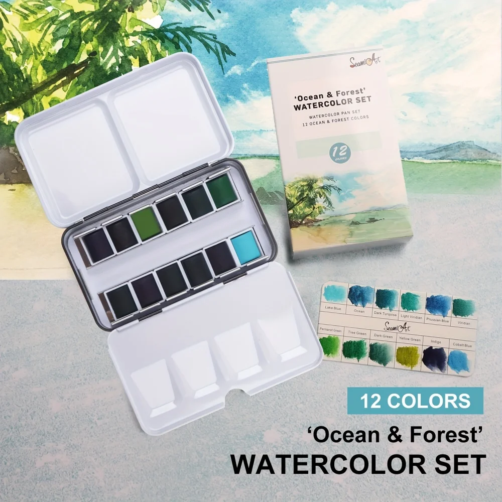 SeamiArt Watercolor Paint Solid Transparent Acuarelas Travel Hand Account Water Color Painting Illustration Art Supplies