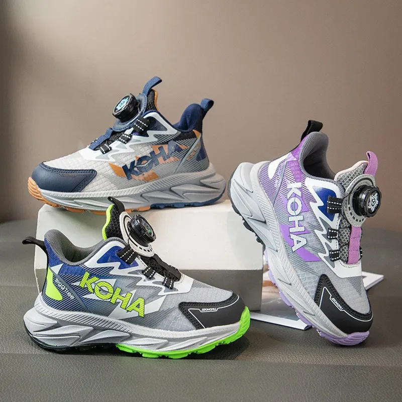 

Boys Running Shoes with Rotating Buttons Breathable Comfortable Dad Sneakers Kids Sports Shoes for Autumn Season New Arrival