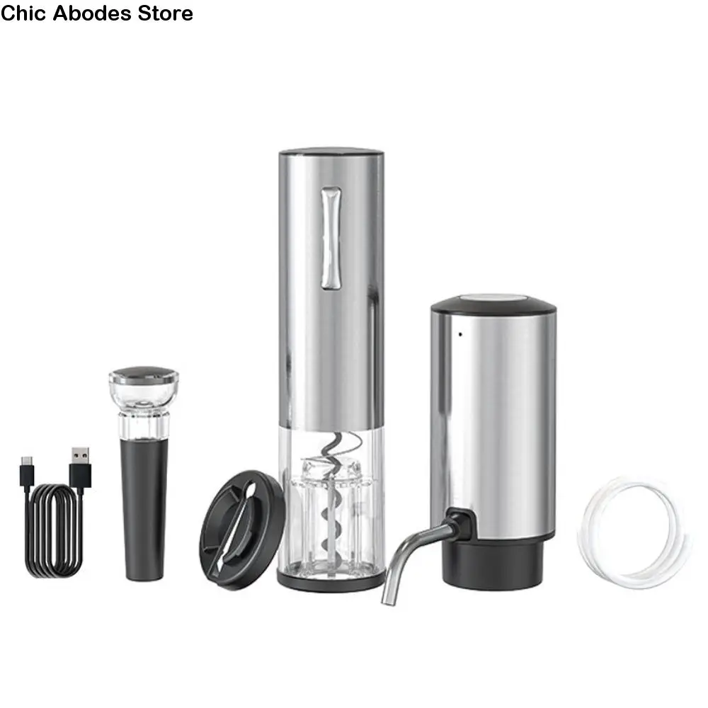 

Stainless Steel Electric Decanter Set Rechargeable Intelligent Wine Dispenser Automatic Electric Wine Opener Set Wine Lover