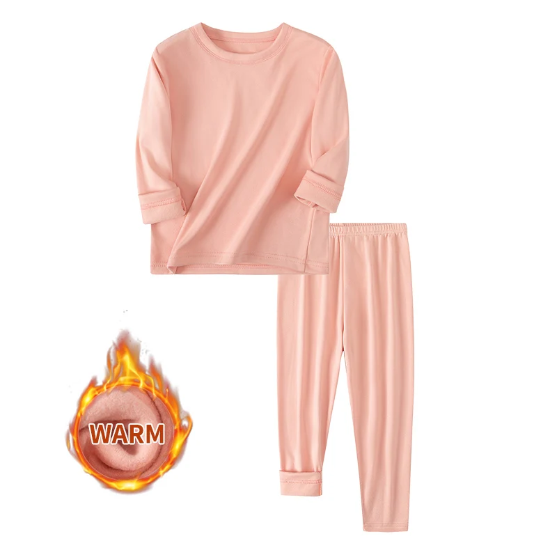 2 قطعة الخريف والشتاء الأطفال بلون بسيط متعدد الألوان الملابس الداخلية الدافئة مجموعة للبنين والبنات قميص قاعدة المنزل الموضة #3