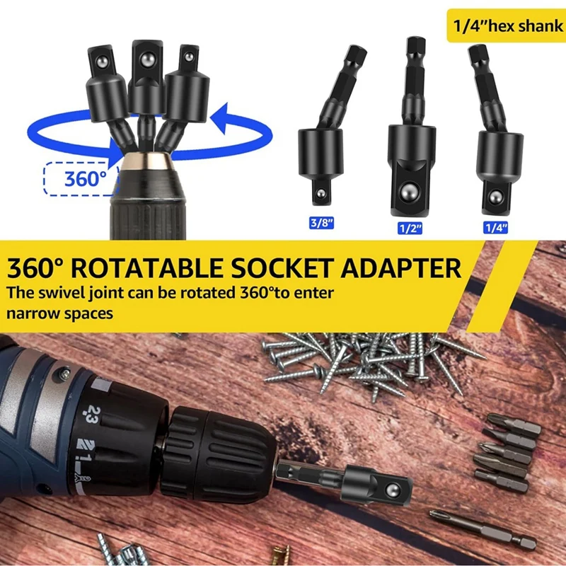 Kit de extensão de broca flexível ABSJ-30Pcs, acessório de broca de ângulo reto, adaptador de soquete rotativo, broca extensora dobrável