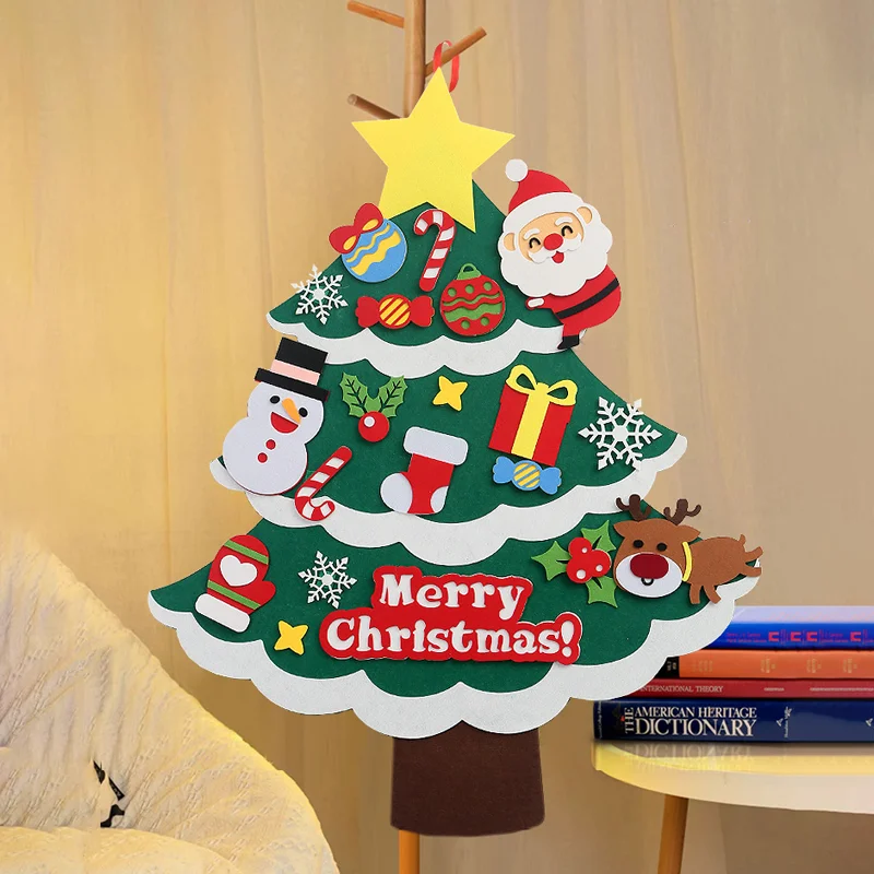 

DIY Felt Christmas Tree Christmas Decoration Home Navidad New Year Christmas Ornaments Santa Claus Xmas Kids Gift For Party