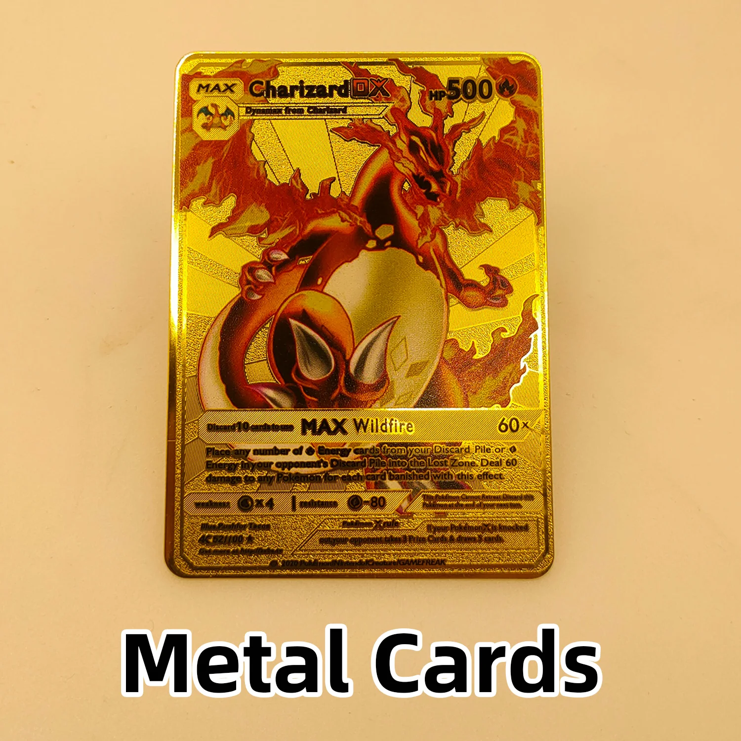 Nuevo para p-okemon inglés francés tarjeta de Metal Anime Charizard Mewtwo Vmax letras brillantes juego colección tarjeta niños juguetes regalos