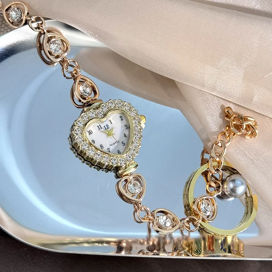Fashion Women Watches Luxury Rhinestone Heart Small Dial Quartz Watch Ladies Bracelet Wristwatches Clock Relogio Reloj Mujer