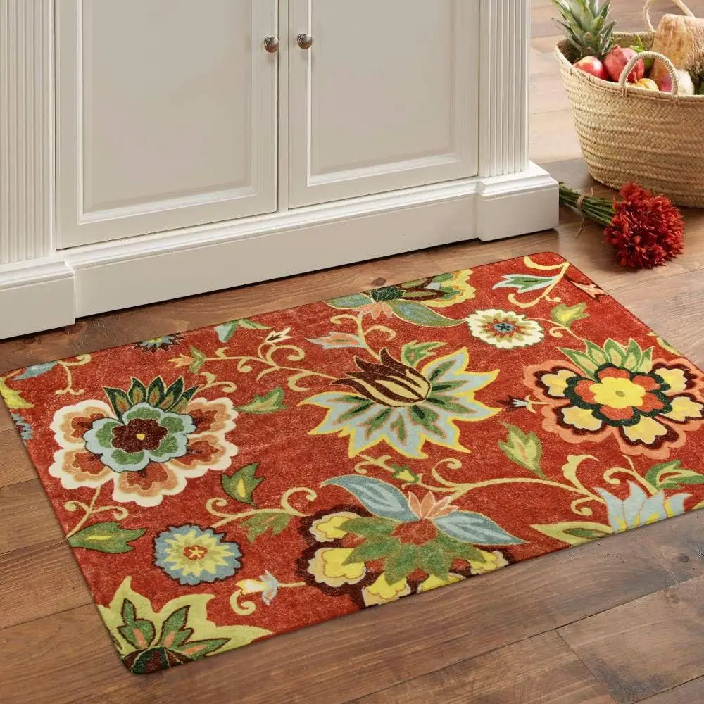 Cute Flower Theme Doormat Welcome  Heavy Duty Door Mat Entrance Entry Door Rug Indoor Outside Machine Wash Home Decoration
