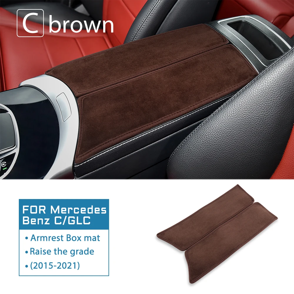 Car Armrest Box Cushion Fleece Pad Cover For Mercedes Benz A C E S Class GLE GLB GLA W205 W213 W167 W177 H247 X247 2015-2022