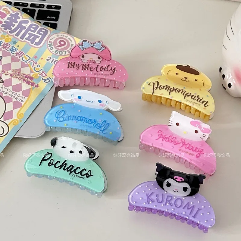 Sanrio Hello Kitty Hair Claw Clips Cartoon My Melody Kuromi Shark Crab Hair Clips accessori per capelli per le donne forcine copricapo