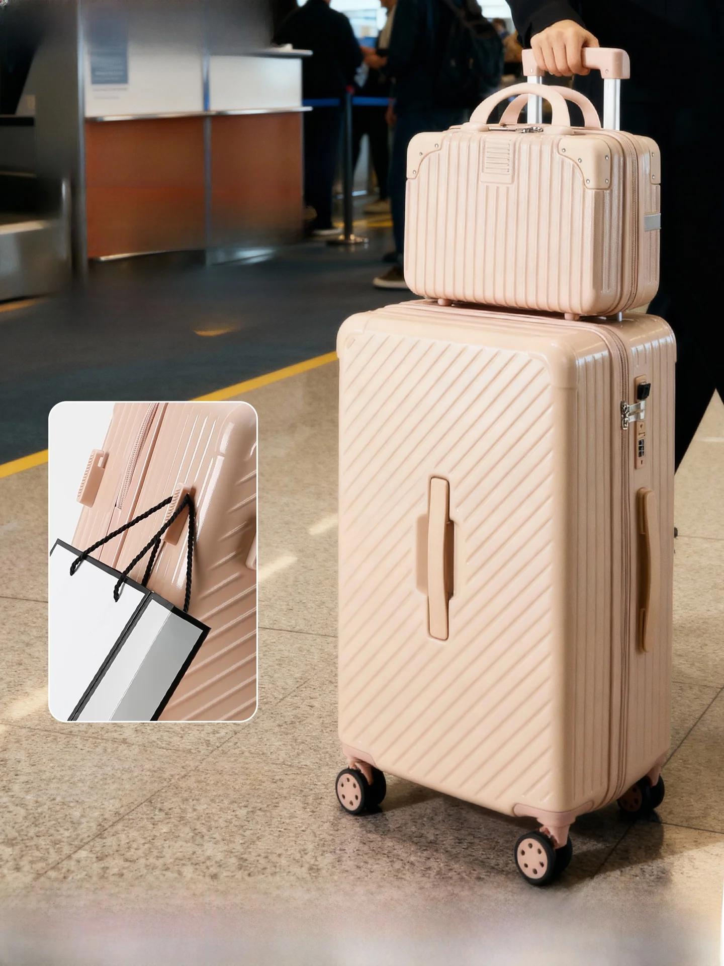 

Новый большой дорожный чемодан 2026 года на пяти колесах с кодовым замком, утолщенный, прочный, с выдвижной ручкой для путешествий