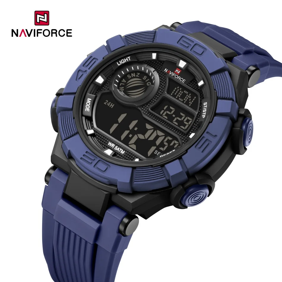 New Style NAVIFORCE 5ATM Waterproof Sport Electronic Men's Writs Watch with Day Date Display Alarm Mode LED Display Male Clocks