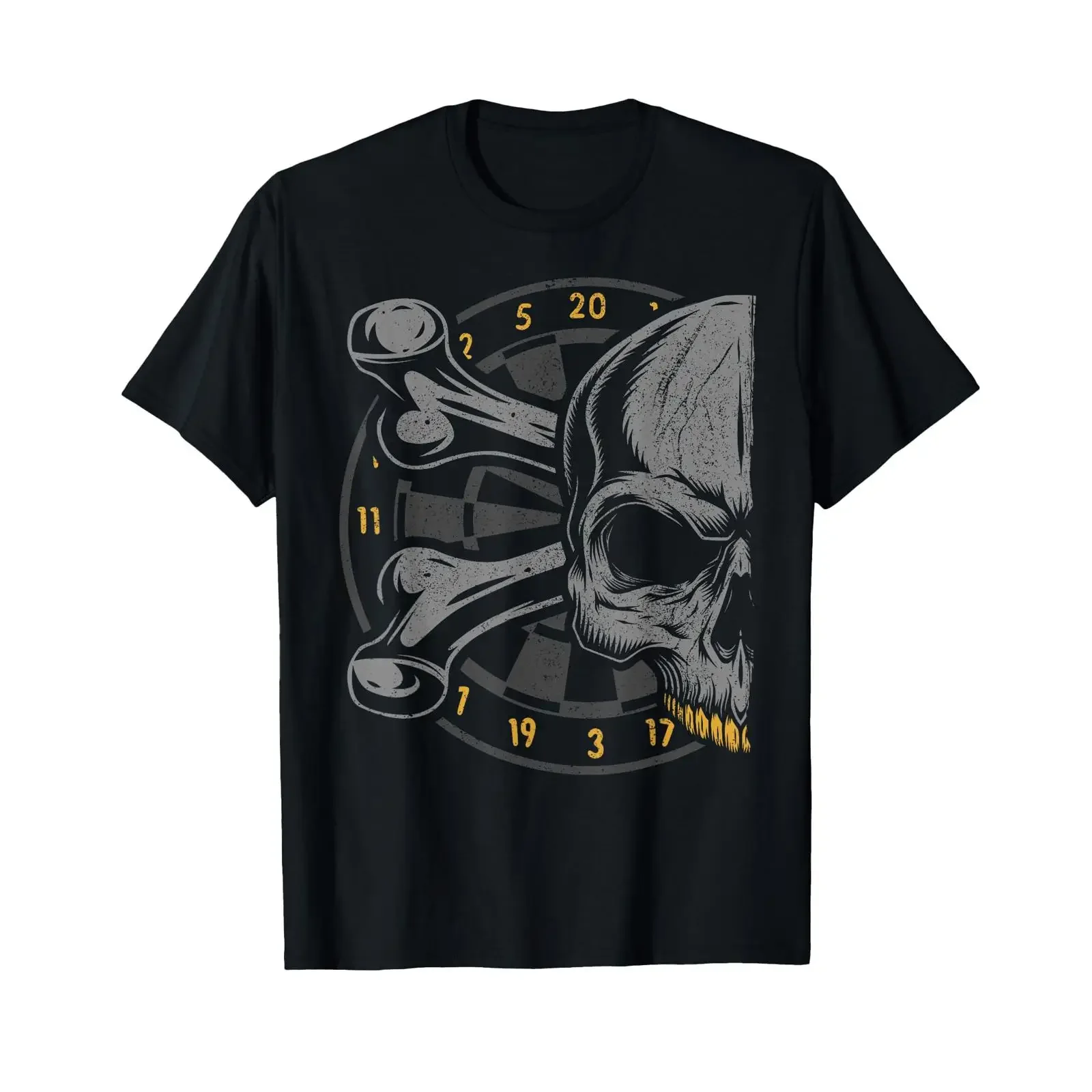 Dart Skull and Dartboard Retro T Shirt vintage Washed homme Versatile Comfortable fashion designer clothes Slightly Stretched