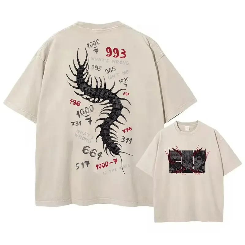 

Anime Tokyo Ghoul acid wash tshirts men vintage washed T shirt Harajuku oversize cotton tee cotton fashion streetwear unisex top