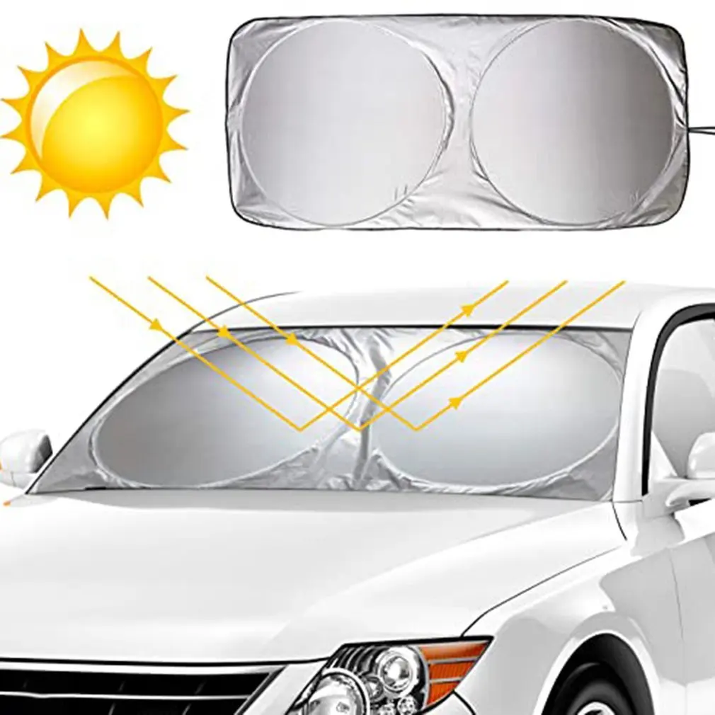 2023 New Sun Block Automobile Double-loop Silver-coated Cloth Reflecting Car Temperature-shading Front Blocks Stainless Steel