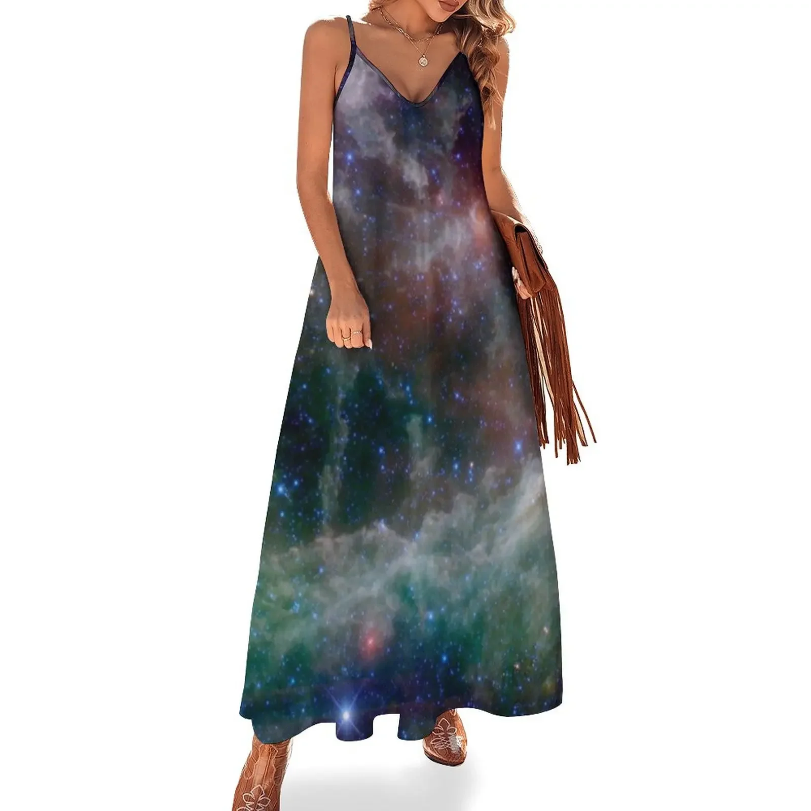 

HEART NEBULA : Vintage Cassiopeia Constellation Space Print Sleeveless Dress dresses for womens wedding dresses for woman Dress