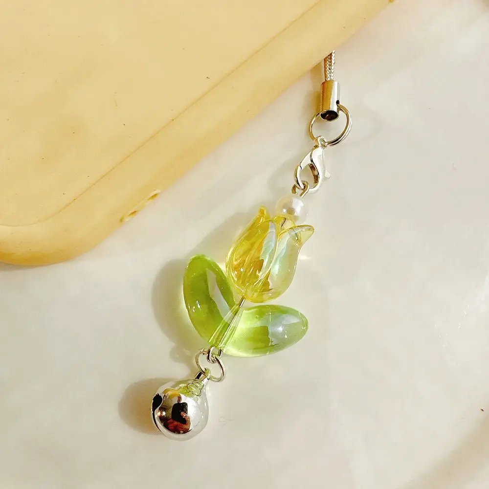 

Y2K Aesthetic Flowers Tulip Phone Charm Pendant Beaded Mobile Phone Lanyards Kawaii Handmade Phone Chains Girl Women
