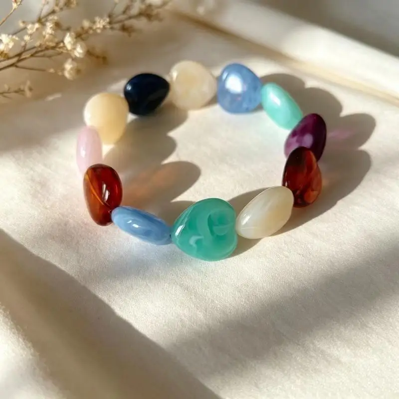 Boho Bunte Herz-Perlen Stretch-Armreifen Neue Harz-Herz-Perlen-Armbänder 2026 Trendiger Schmuck – Detail 3