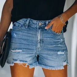 Classic Denim Shorts Women Summer Pockets Button Up Denim Fashion Jeans Pants