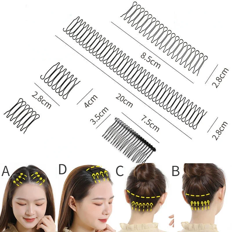 Invisible Seamless Broken Hair Hairpin Adult Tiara Tools Roll Curve Needle Bangs Insert Comb Professional Styling Accessories