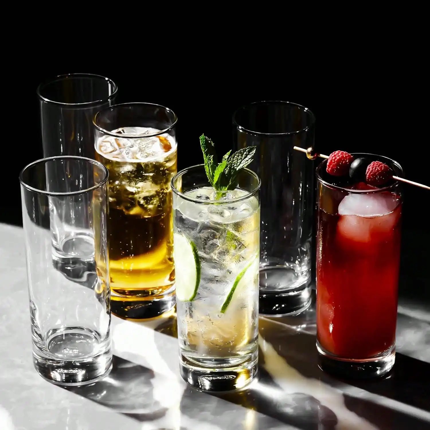 Highball Glasses Set Of 8 , 16oz Tall Drinking Glasses, Water Glass For Kitchen, Tom Collins Glasses, Mojito Glass Cups, Cocktail Glasses For Bar Glassware SH25090573811414112